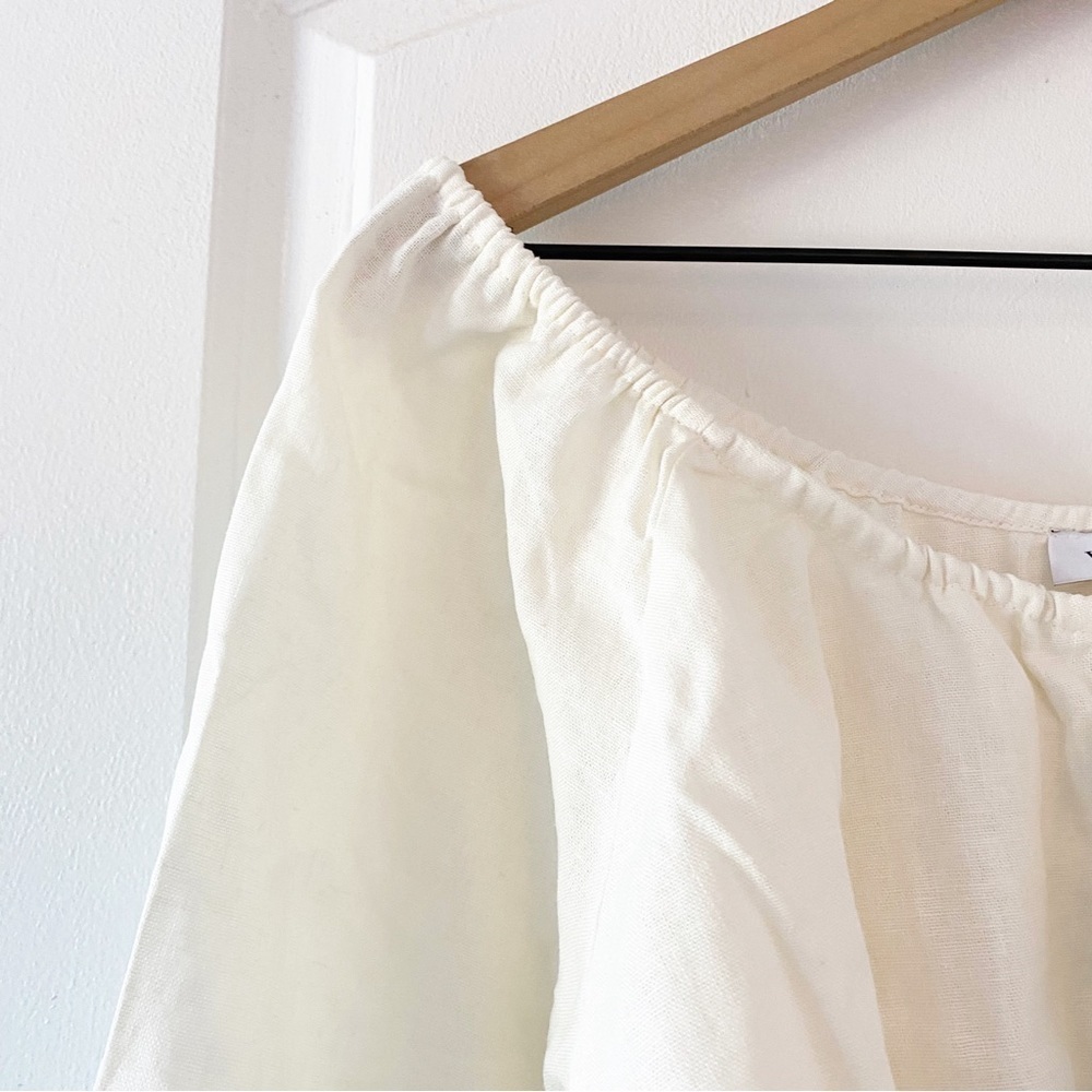 WeWoreWhat Ivory Linen Blend Cropped Blouse NWT - Picture 7 of 11